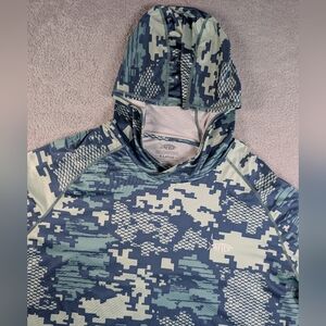 AFTCO Tidewater Tactical Hoodie Mens XL Teal Camo Fishing Shirt